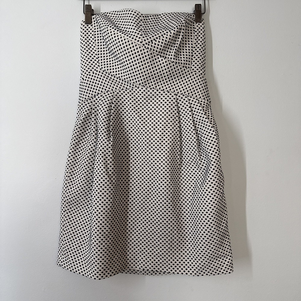 Club Monaco Strapless Mini‎ Dress 4 Polka Dot Coquette Chic Knit Euro Summer
